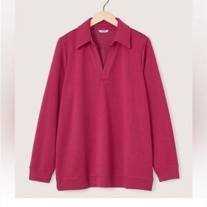 Pink Long Sleeves Collared Top